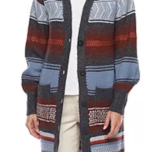 ana Women’s  Long Sleeve Button Striped Cardigan - Picture 6 of 16